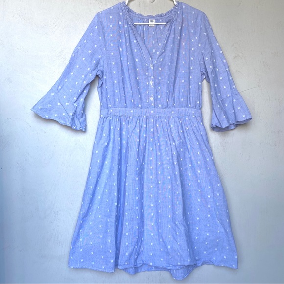 Old Navy Dresses & Skirts - Old Navy Blue Embroidered Dress w/ Bell Sleeves